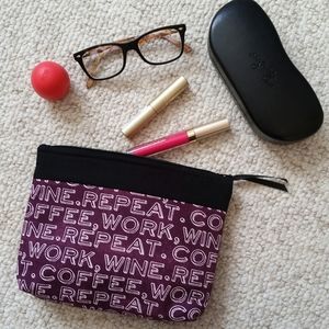 Handmade work coffee wine repeat cosmetic bag